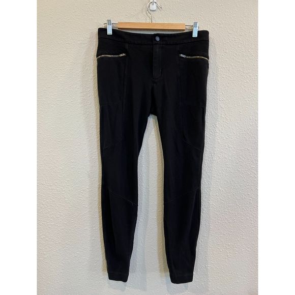Athleta Black Ponte Moto 2.0 Pant Stretch Legging Pants Size 8 a234 - Picture 1 of 4